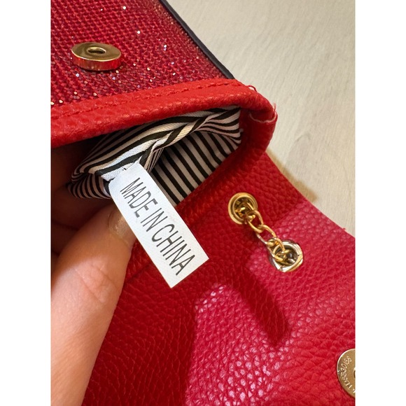 UNNI Red Rhinestone Clutch Chain Shoulder Bag Evening Party Bag TG10243 - Picture 6 of 10